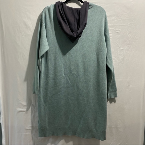 Sandwich_ Mint Green Hooded Open Front Cardigan Sweater Duster Pockets cozy M - Picture 13 of 14